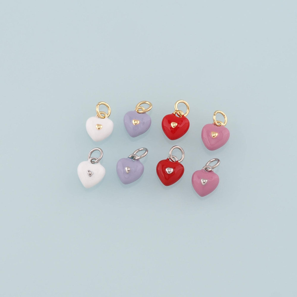 Gold Heart Charms,18K Gold Filled Heart Pendant,Enamel Heart Charm Bracelet Necklace for DIY Jewelry Making Supply