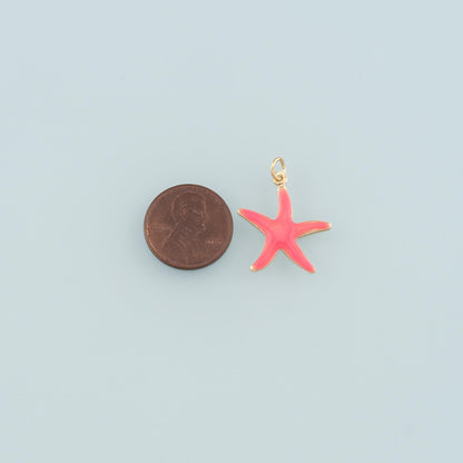 Gold Starfish Charms,18K Gold Filled Sea Star Pendant,Enamel Starfish Charm Bracelet Necklace for DIY Jewelry Making Supply