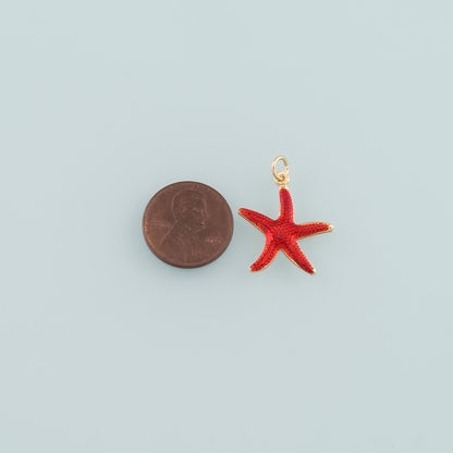 Gold Starfish Charms,18K Gold Filled Sea Star Pendant,Enamel Starfish Charm Bracelet Necklace for DIY Jewelry Making Supply