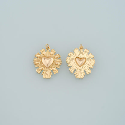 Gold Heart Charms,18K Gold Filled Heart Pendant,Dainty Heart Charm Bracelet Necklace for DIY Jewelry Making Supply