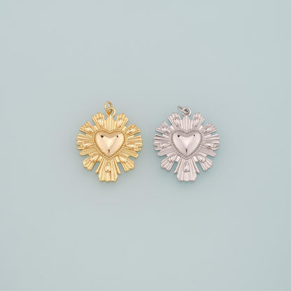 Gold Heart Charms,18K Gold Filled Heart Pendant,Dainty Heart Charm Bracelet Necklace for DIY Jewelry Making Supply