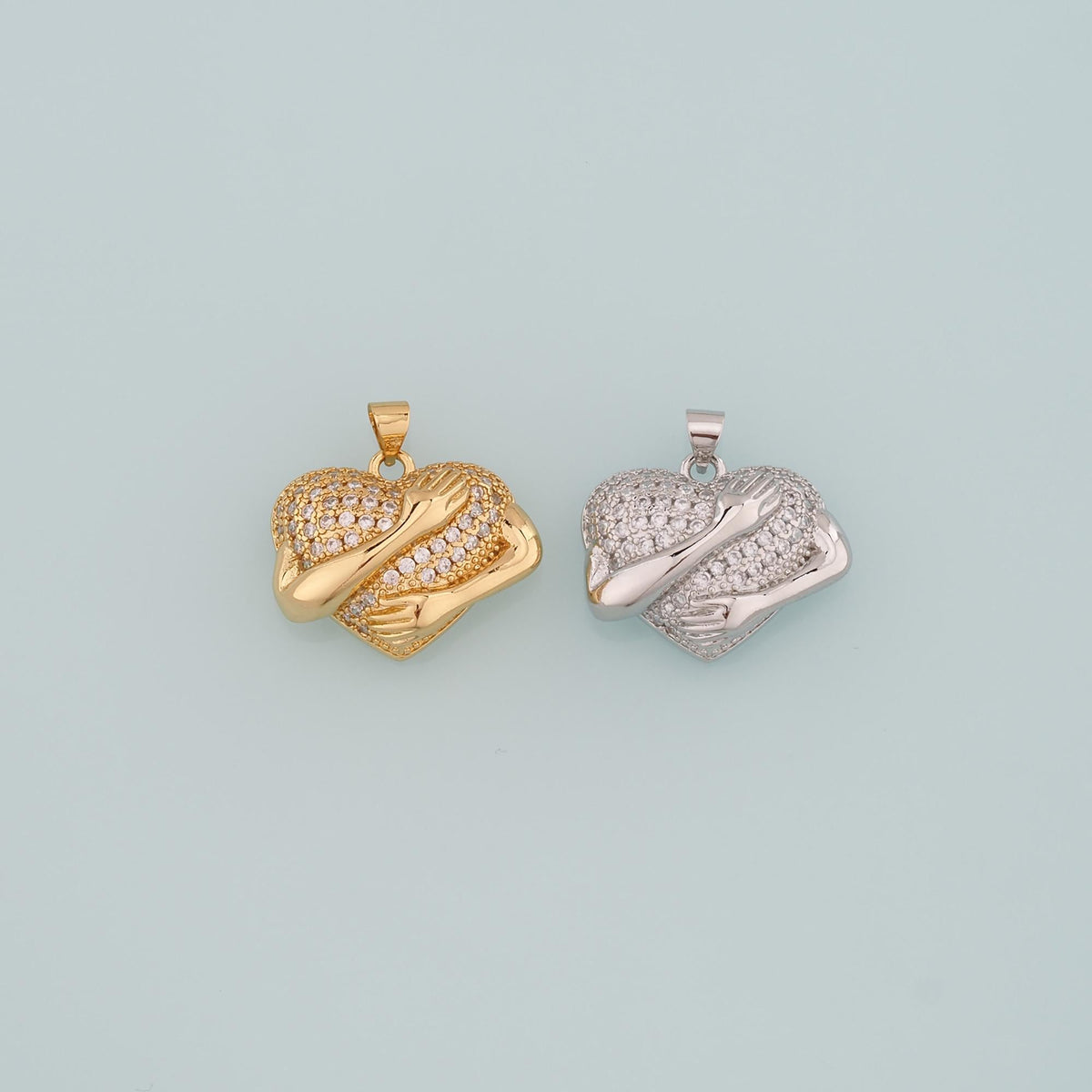 18K Gold Filled Heart CZ Charm Pendant for Jewelry Making