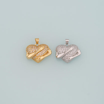 18K Gold Filled Heart CZ Charm Pendant for Jewelry Making
