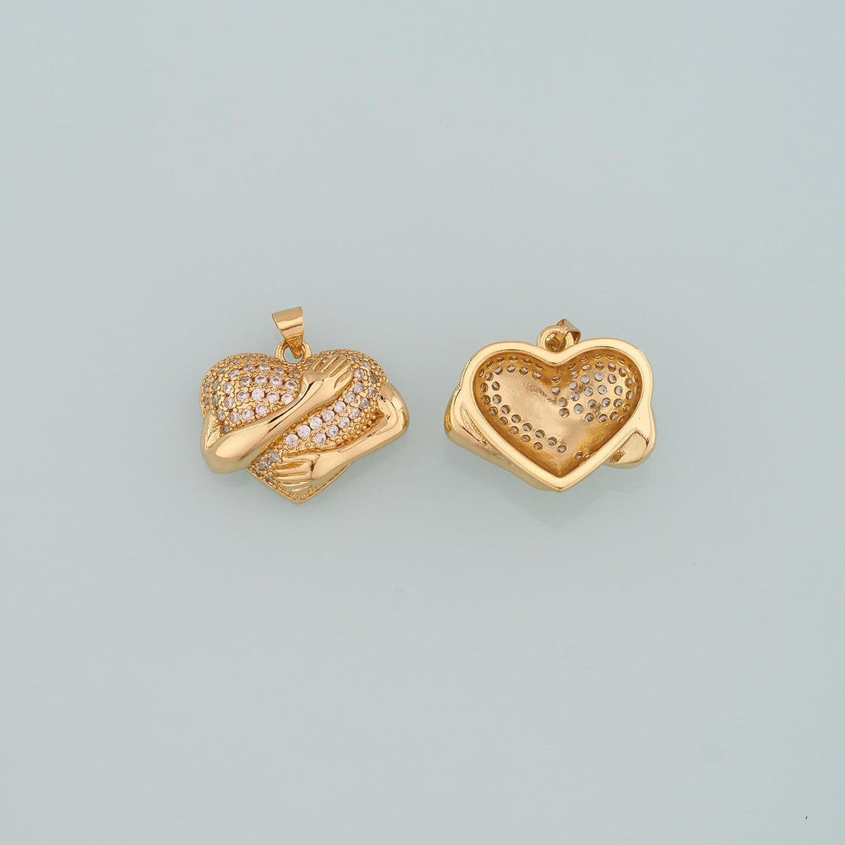 18K Gold Filled Heart CZ Charm Pendant for Jewelry Making