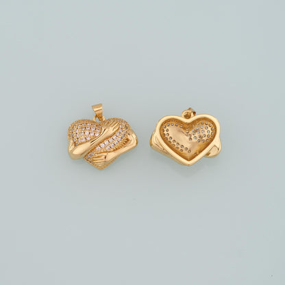 18K Gold Filled Heart CZ Charm Pendant for Jewelry Making