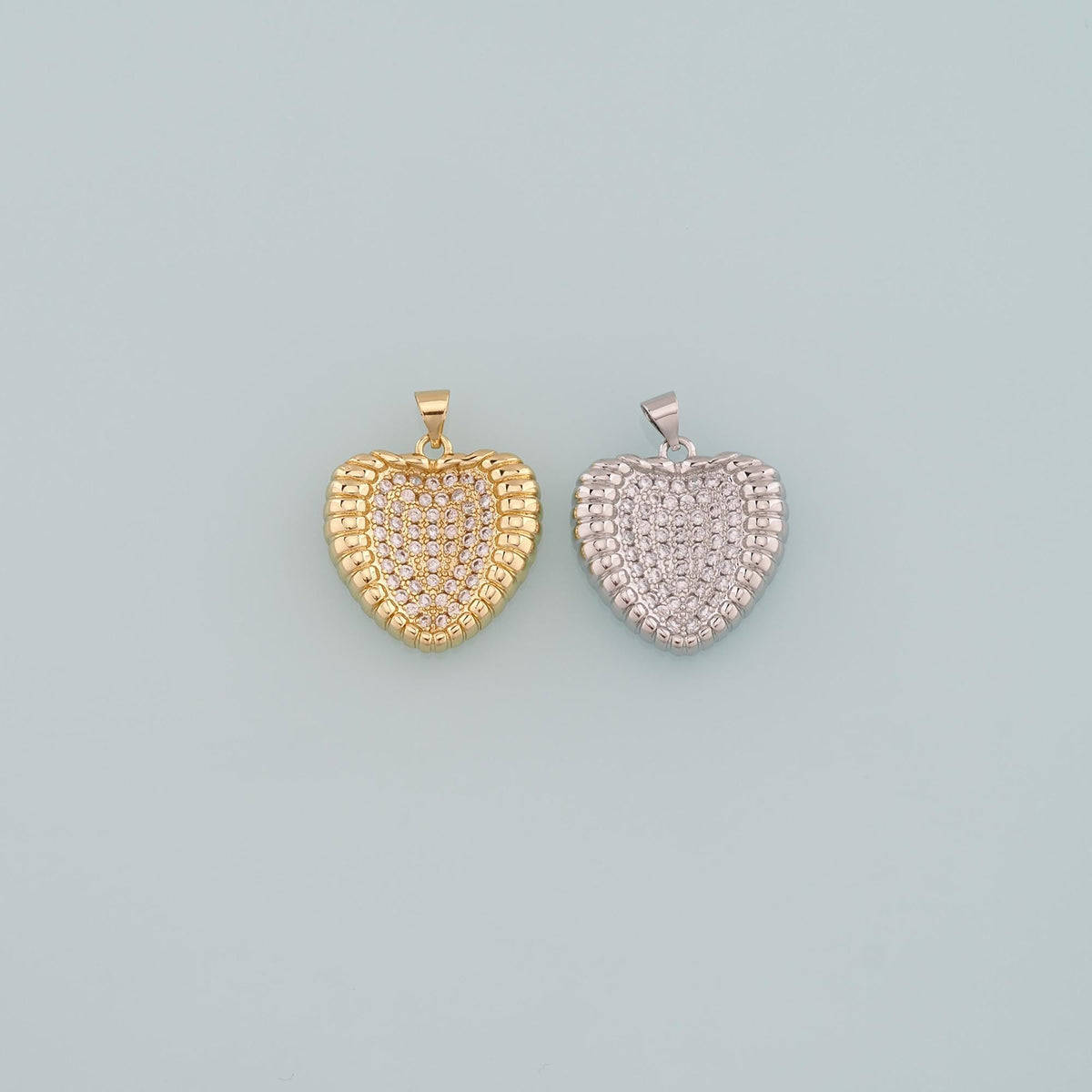 18K Gold Filled Heart CZ Charm Pendant for Jewelry Making