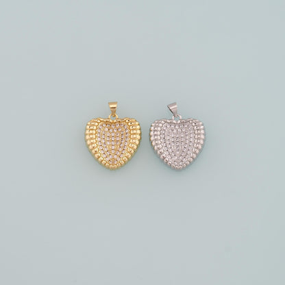 18K Gold Filled Heart CZ Charm Pendant for Jewelry Making
