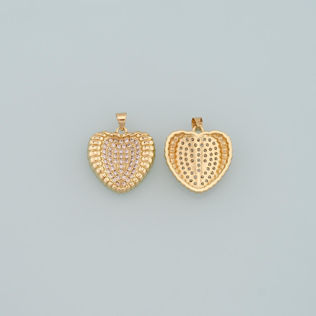 18K Gold Filled Heart CZ Charm Pendant for Jewelry Making