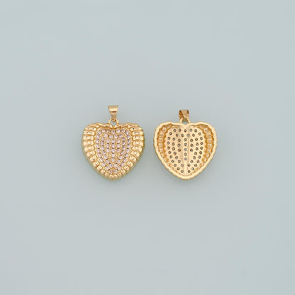 18K Gold Filled Heart CZ Charm Pendant for Jewelry Making