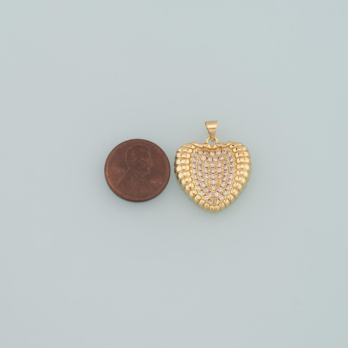 18K Gold Filled Heart CZ Charm Pendant for Jewelry Making