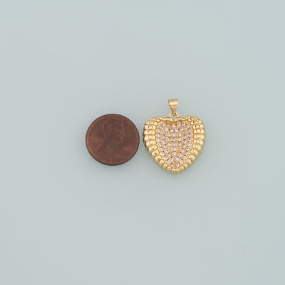 18K Gold Filled Heart CZ Charm Pendant for Jewelry Making