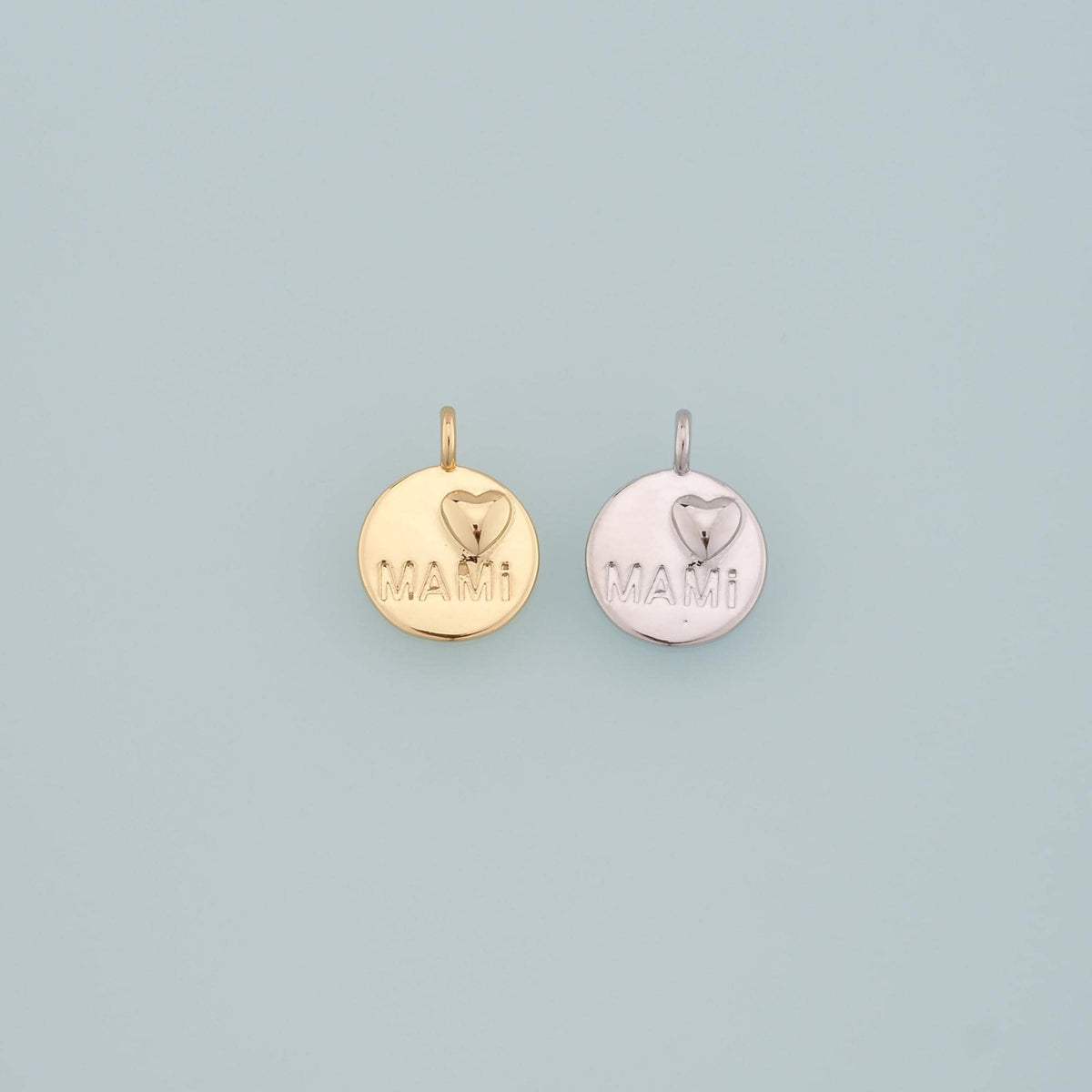 18K Gold Filled Mama Pendant,Dainty Heart Mama Charm Bracelet Necklace for DIY Jewelry Making Supply