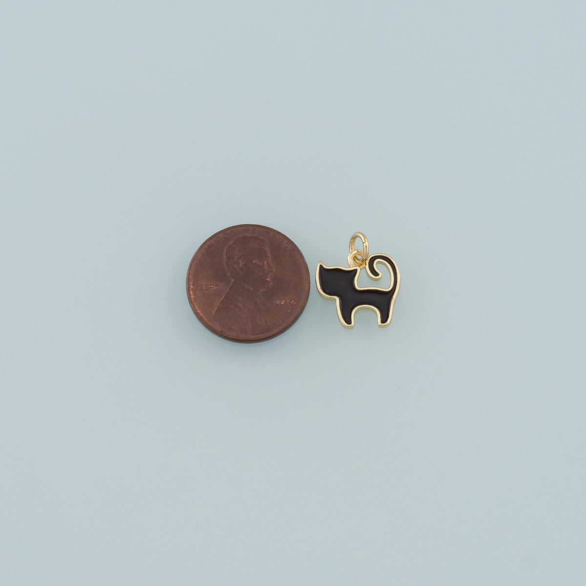 18K Gold Filled Enamel Cat Charm Pendant for Jewelry Making