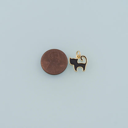 18K Gold Filled Enamel Cat Charm Pendant for Jewelry Making