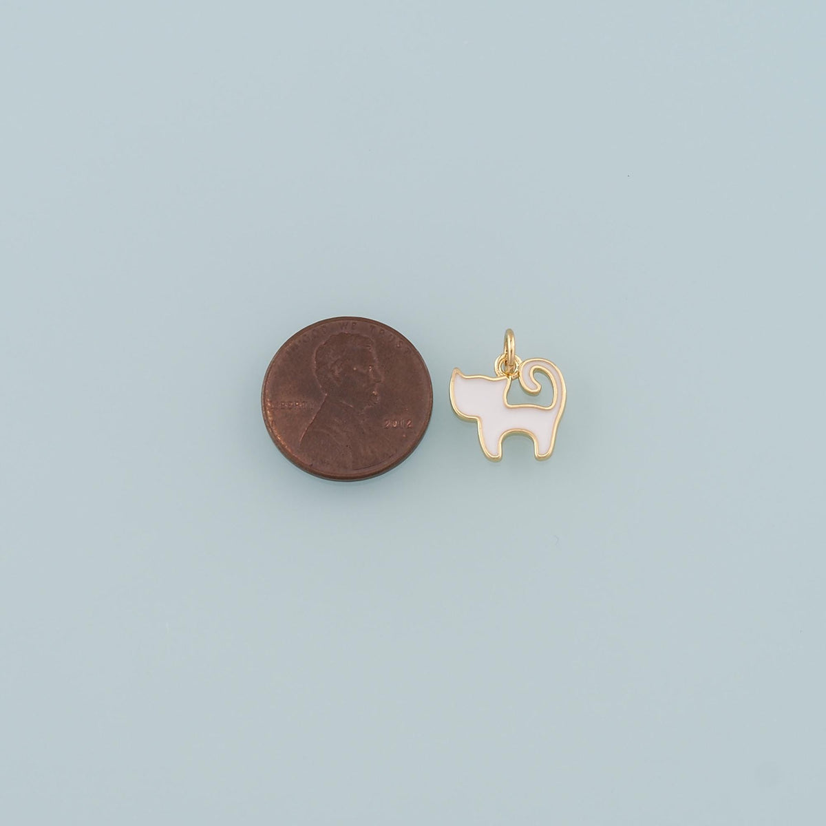 18K Gold Filled Enamel Cat Charm Pendant for Jewelry Making