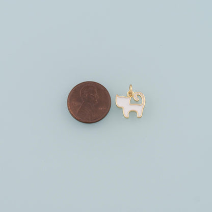 18K Gold Filled Enamel Cat Charm Pendant for Jewelry Making