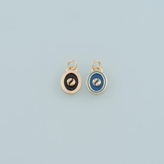 Gold Yin Yang Charms,18K Gold Filled Round Pendant,Enamel Yin Yang Charm Bracelet Necklace for DIY Jewelry Making Supply
