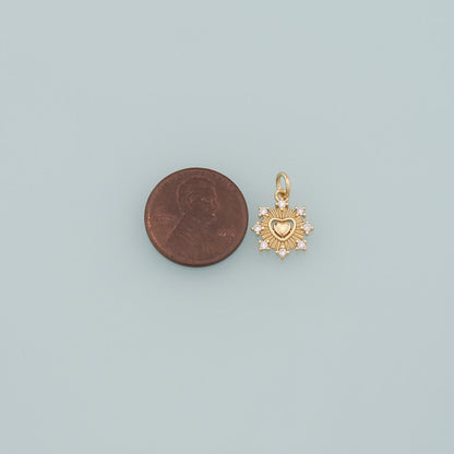 18K Gold Filled Heart CZ Charm Pendant for Jewelry Making