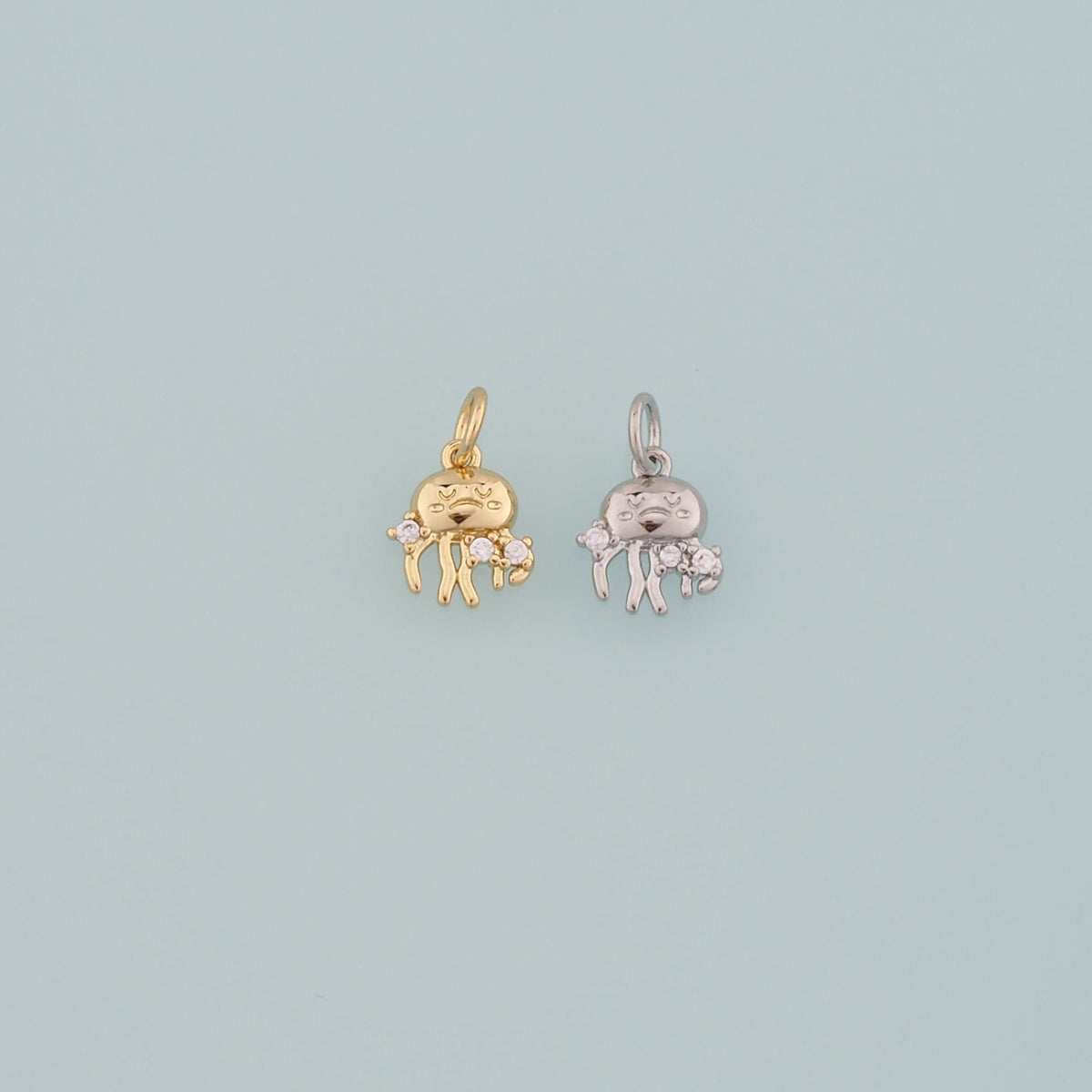 18K Gold Filled Fish CZ Charm Pendant for Jewelry Making