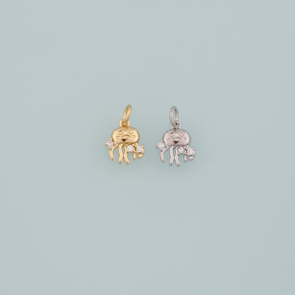 18K Gold Filled Fish CZ Charm Pendant for Jewelry Making