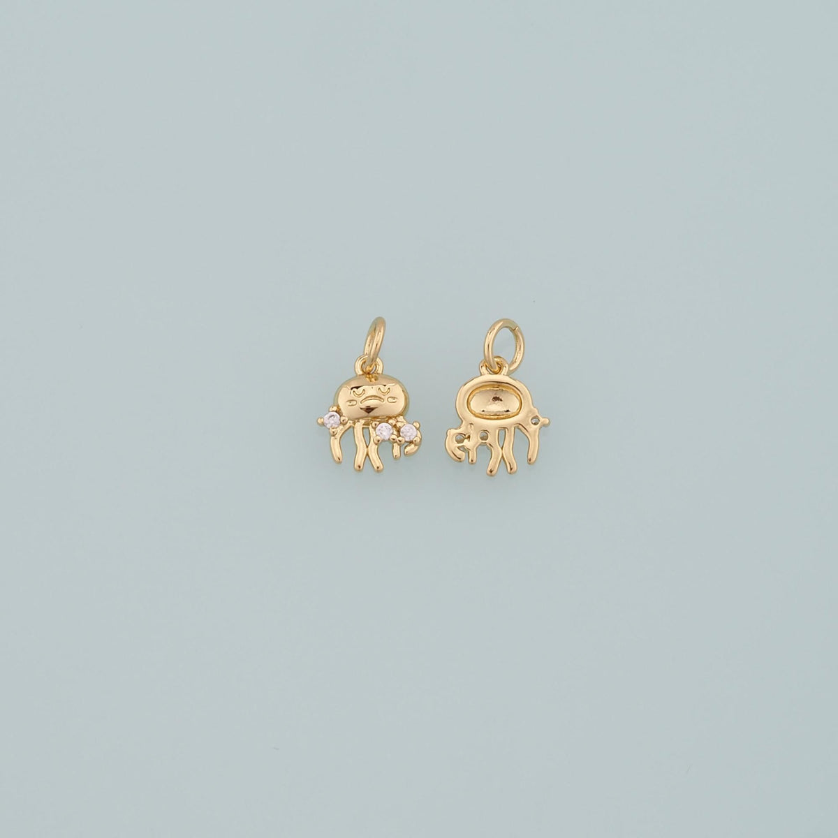 18K Gold Filled Fish CZ Charm Pendant for Jewelry Making