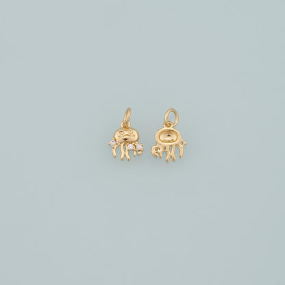 18K Gold Filled Fish CZ Charm Pendant for Jewelry Making