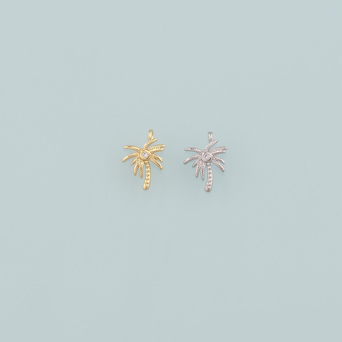 Gold Palm Tree Charms,18K Gold Filled Palm tree Pendant,Coconut tree Charm Bracelet Necklace for DIY Jewelry Making Supply
