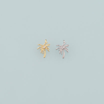 Gold Palm Tree Charms,18K Gold Filled Palm tree Pendant,Coconut tree Charm Bracelet Necklace for DIY Jewelry Making Supply
