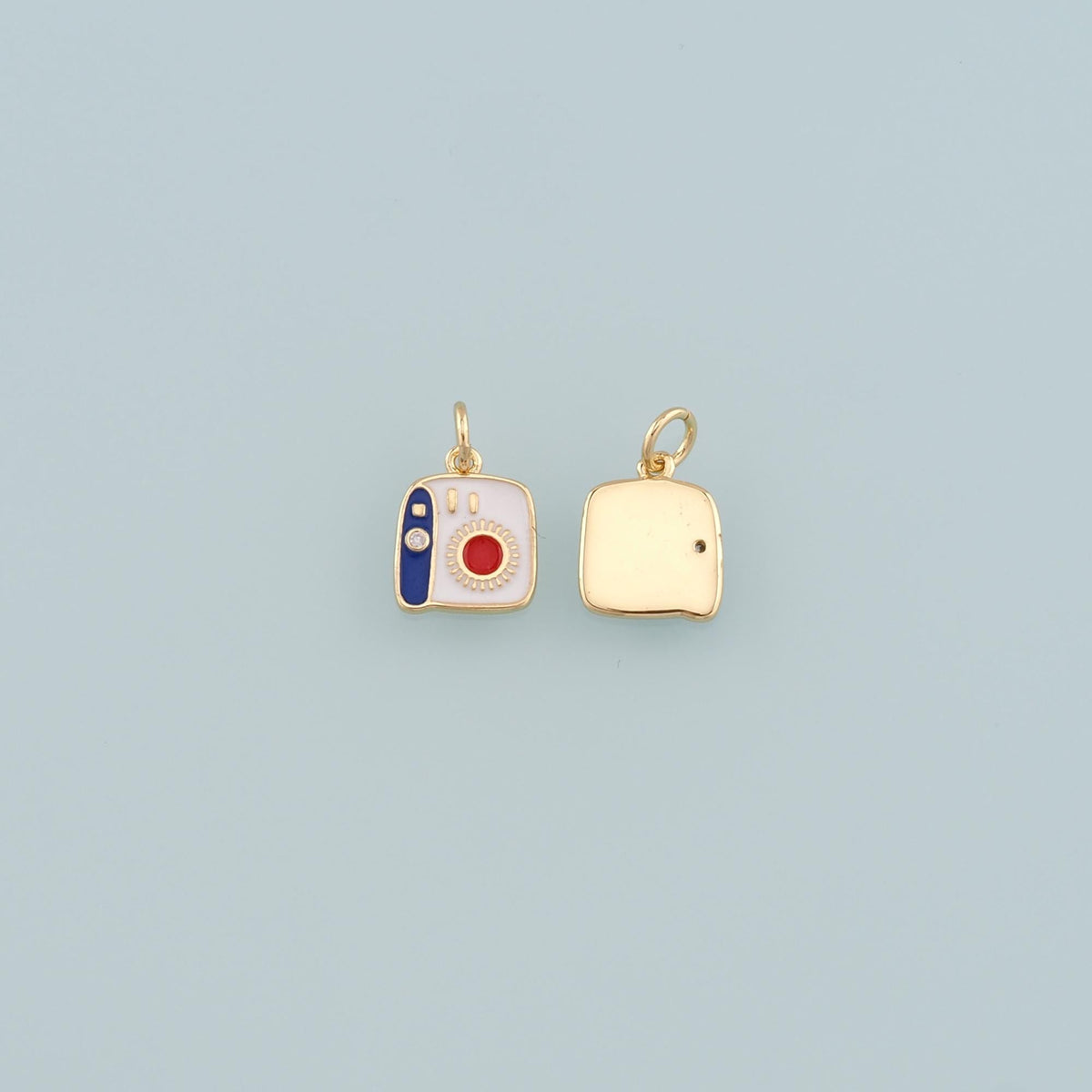 Gold Camera Charms,18K Gold Filled Camera Pendant,Enamel Camera Charm Bracelet Necklace for DIY Jewelry Making Supply