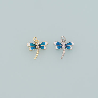 Gold Dragonfly Charms,18K Gold Filled Dragonfly Pendant,Enamel Dragonfly Charm Bracelet Necklace for DIY Jewelry Making Suppl