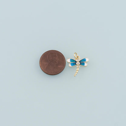 Gold Dragonfly Charms,18K Gold Filled Dragonfly Pendant,Enamel Dragonfly Charm Bracelet Necklace for DIY Jewelry Making Suppl