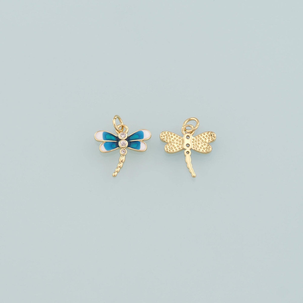 Gold Dragonfly Charms,18K Gold Filled Dragonfly Pendant,Enamel Dragonfly Charm Bracelet Necklace for DIY Jewelry Making Suppl
