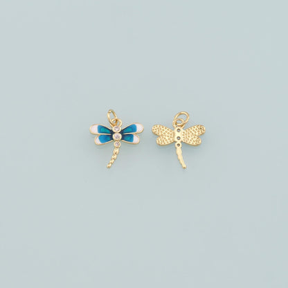 Gold Dragonfly Charms,18K Gold Filled Dragonfly Pendant,Enamel Dragonfly Charm Bracelet Necklace for DIY Jewelry Making Suppl