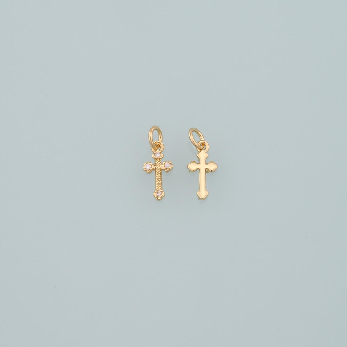 Gold Cross Charms,18K Gold Filled Cross Pendant,CZ Micro Pave Religion Charm Bracelet Necklace for DIY Jewelry Making Supply