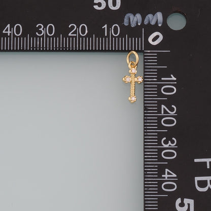 Gold Cross Charms,18K Gold Filled Cross Pendant,CZ Micro Pave Religion Charm Bracelet Necklace for DIY Jewelry Making Supply