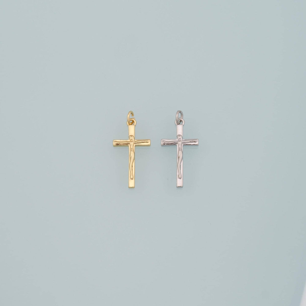 Gold Jesus Charms,18K Gold Filled Cross Pendant,Religion Charm Bracelet Necklace for DIY Jewelry Making Supply