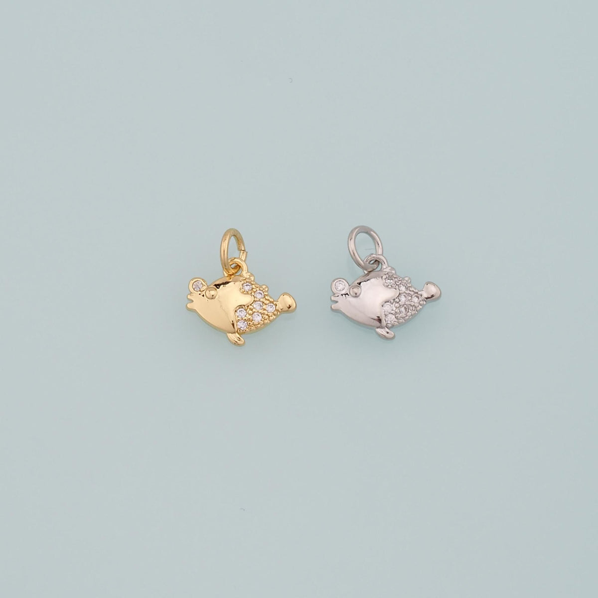 18K Gold Filled Fish CZ Charm Pendant for Jewelry Making