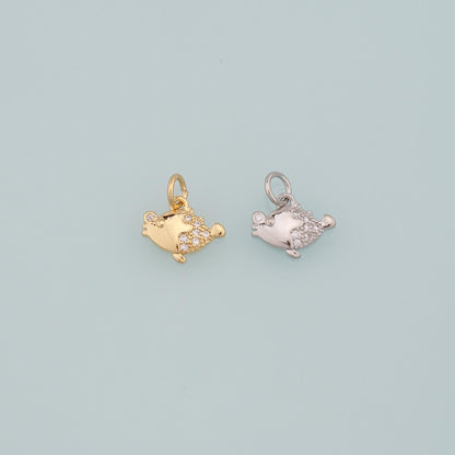 18K Gold Filled Fish CZ Charm Pendant for Jewelry Making