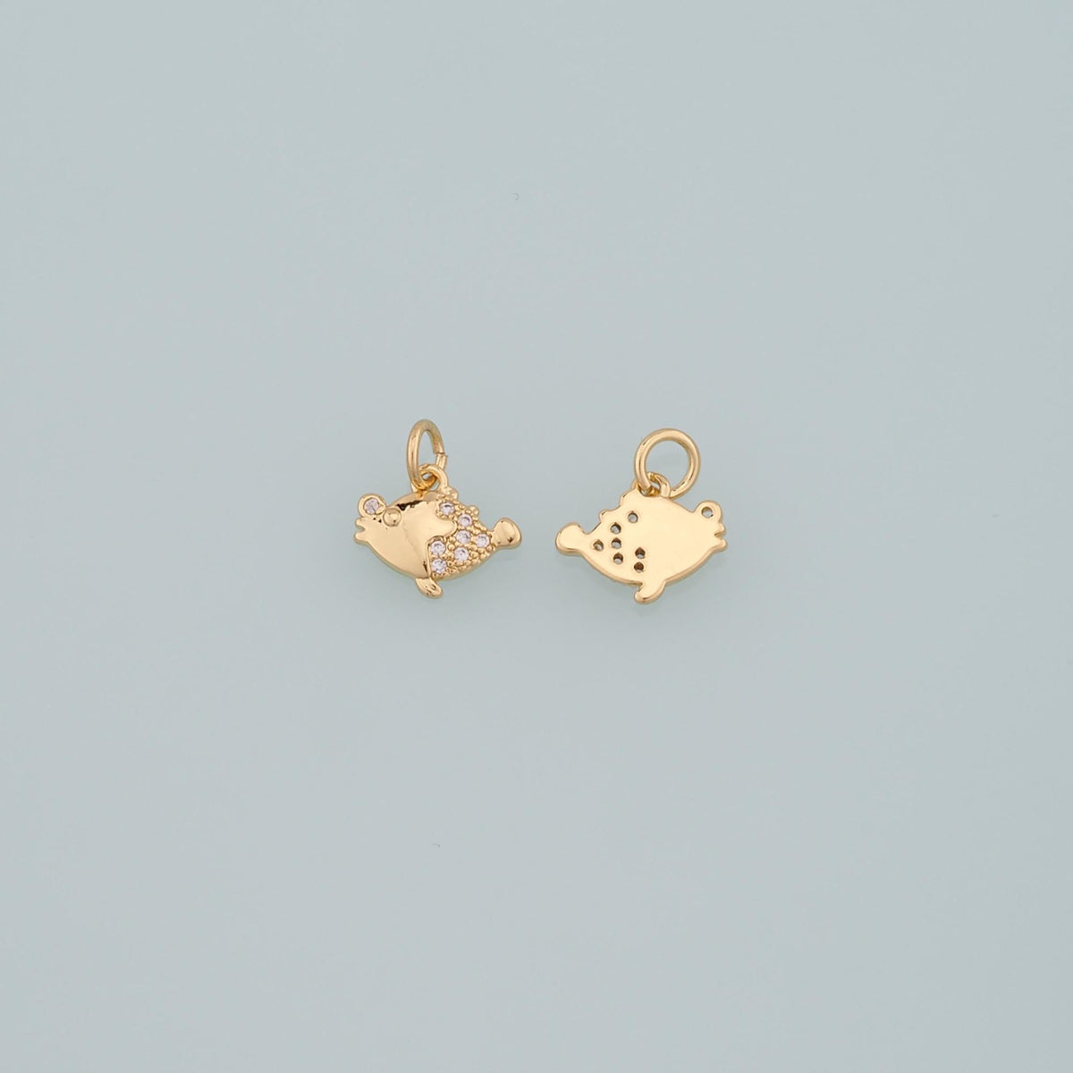 18K Gold Filled Fish CZ Charm Pendant for Jewelry Making