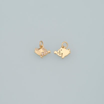 18K Gold Filled Fish CZ Charm Pendant for Jewelry Making