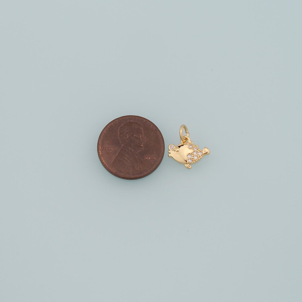 18K Gold Filled Fish CZ Charm Pendant for Jewelry Making