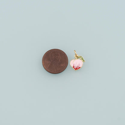 18K Gold Filled Peach Pendant,Enamel Fruit Charm Bracelet Necklace for DIY Jewelry Making Supply