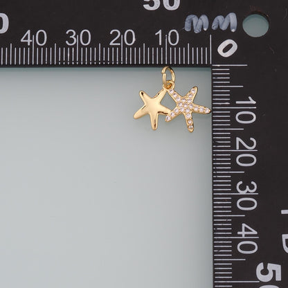Gold Starfish Charms,18K Gold Filled Sea Star Pendant,CZ Micro Pave Starfish Charm Bracelet Necklace for DIY Jewelry Making S
