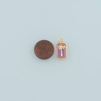 18K Gold Filled Tree Enamel Charm Pendant for Jewelry Making