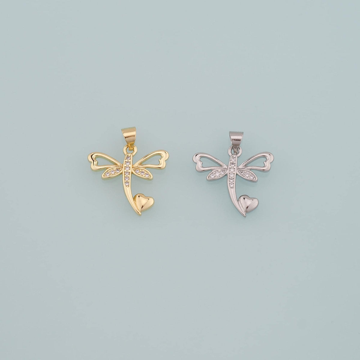 Gold Dragonfly Charms,18K Gold Filled Dragonfly Pendant,CZ Micro Pave Dragonfly Charm Bracelet Necklace for DIY Jewelry Makin