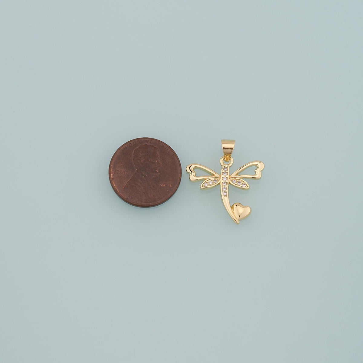 Gold Dragonfly Charms,18K Gold Filled Dragonfly Pendant,CZ Micro Pave Dragonfly Charm Bracelet Necklace for DIY Jewelry Makin