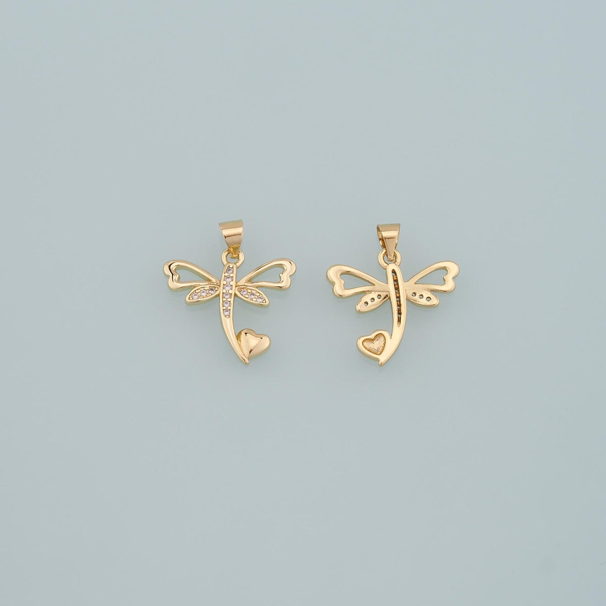 Gold Dragonfly Charms,18K Gold Filled Dragonfly Pendant,CZ Micro Pave Dragonfly Charm Bracelet Necklace for DIY Jewelry Makin