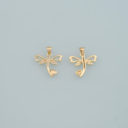Gold Dragonfly Charms,18K Gold Filled Dragonfly Pendant,CZ Micro Pave Dragonfly Charm Bracelet Necklace for DIY Jewelry Makin