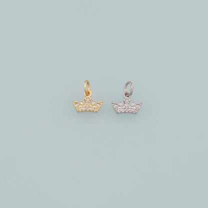 18K Gold Filled Crown Pendant,CZ Micro Pave Crown Charm Bracelet Necklace for DIY Jewelry Making Supply