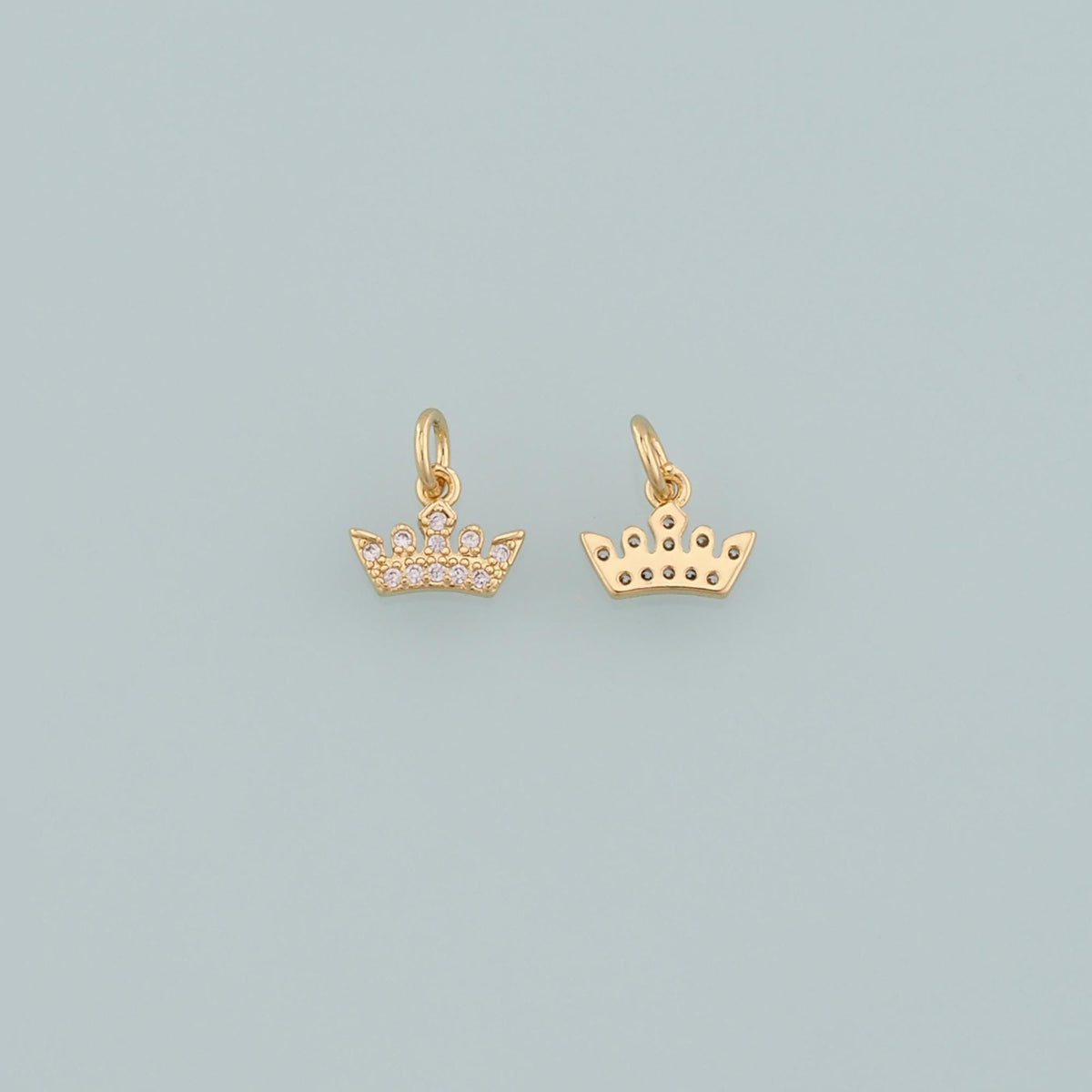 18K Gold Filled Crown Pendant,CZ Micro Pave Crown Charm Bracelet Necklace for DIY Jewelry Making Supply